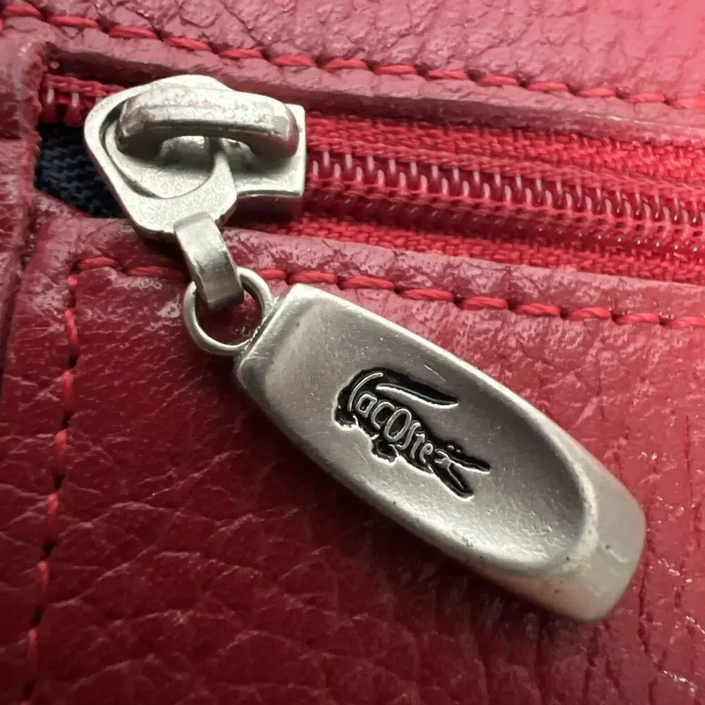 Lacoste Women's Long Wallet Red Pebbled Leather